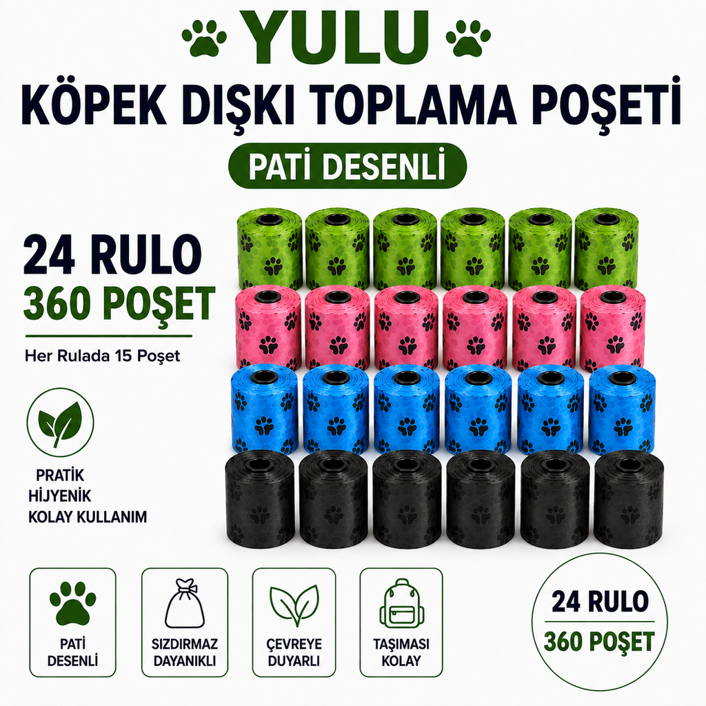 Köpek Dışkı Poşeti - 24 Rulo / 360 Adet
