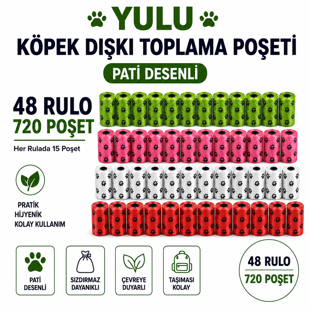 Köpek Dışkı Poşeti - 48 Rulo / 720 Adet