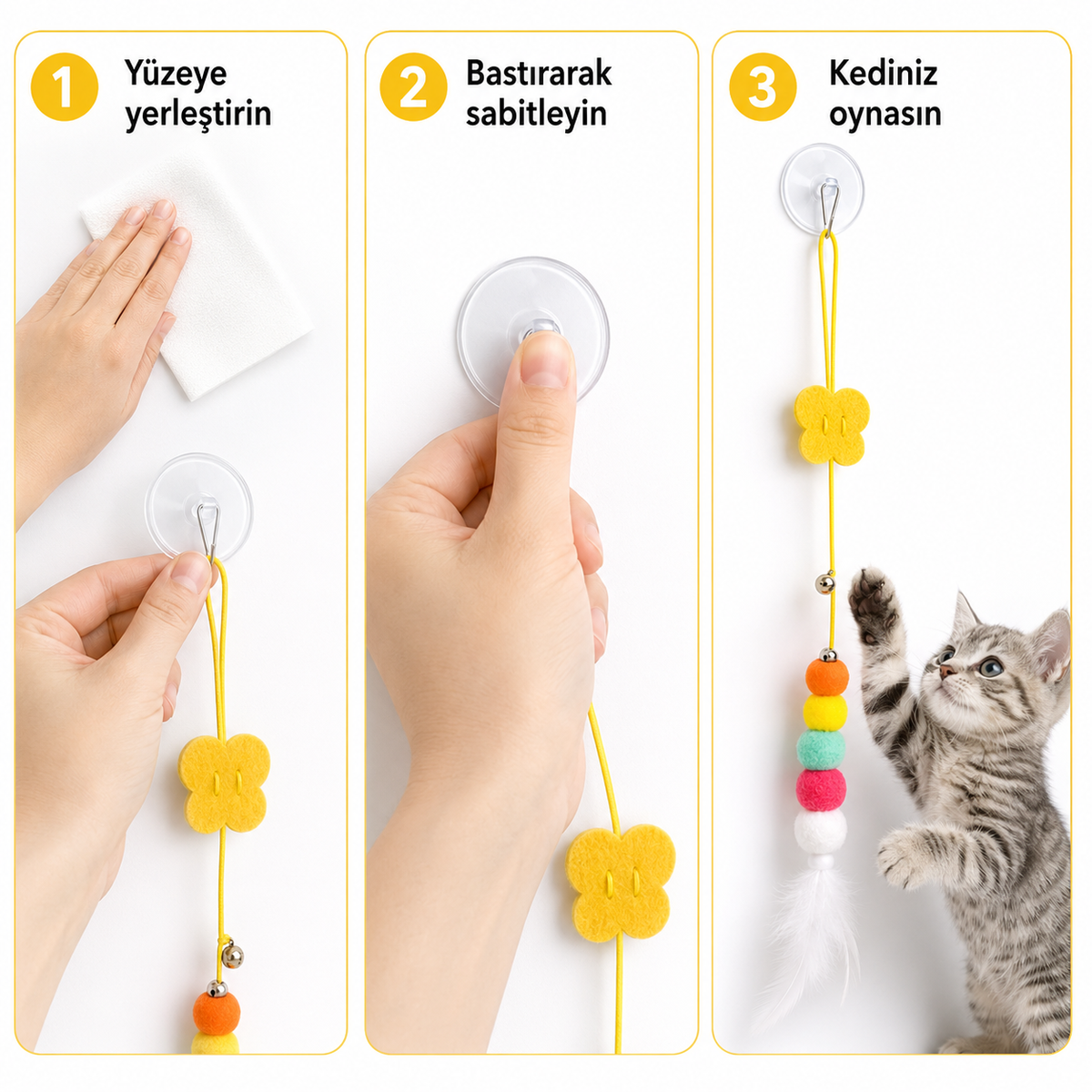 Yapışkanlı Kedi Oltası - Zilli, Tüylü ve Esnek İpli