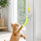 Yapışkanlı Yusufçuk Kedi Oyuncağı - Zilli ve Esnek İpli