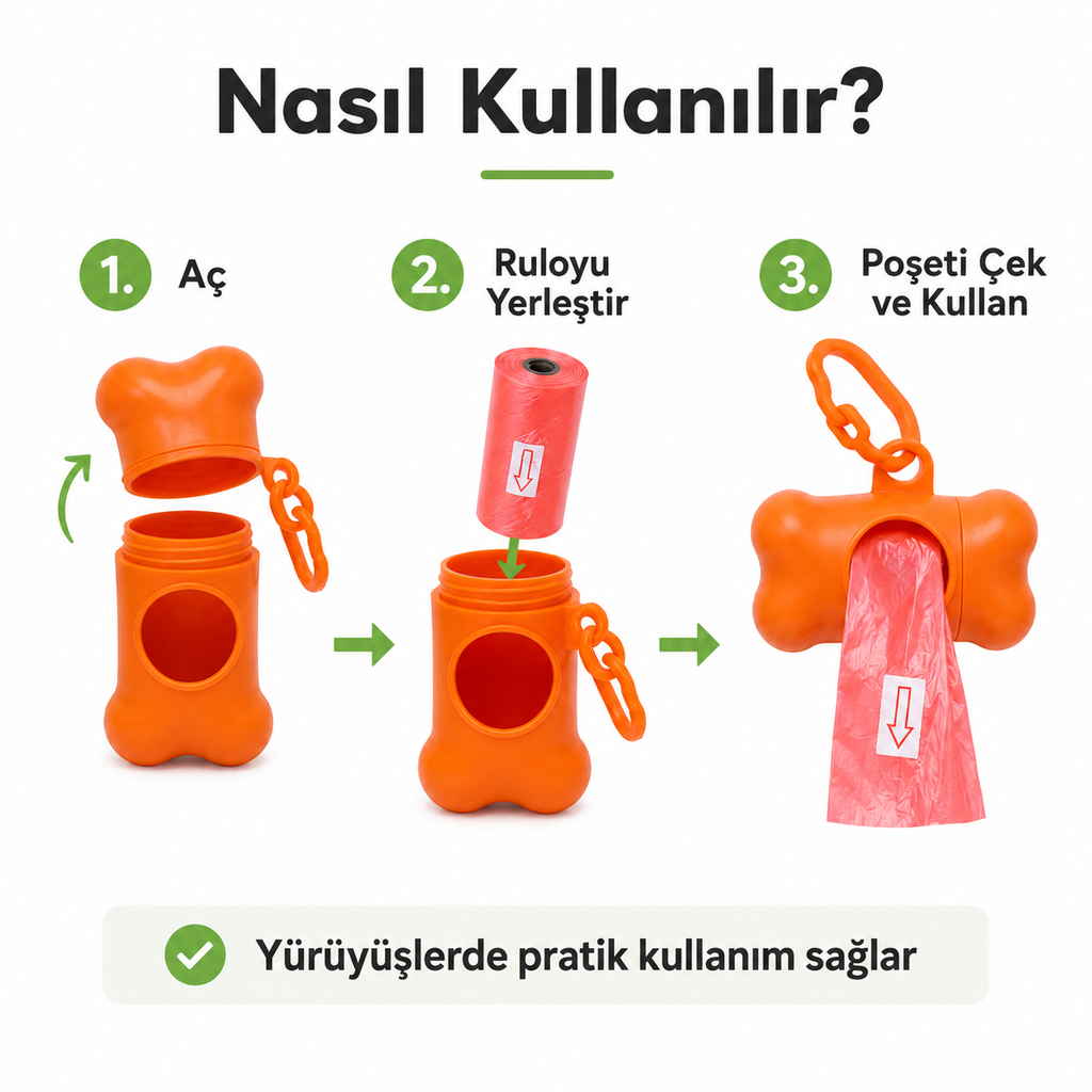 Kemik Şekilli Köpek Dışkı Poşeti Kutusu - Askılı